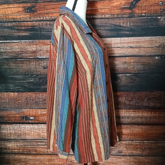 White Stag Vintage Top Plus Size 18W 20W Bohemian Textured Cotton Button Front - Picture 8 of 11